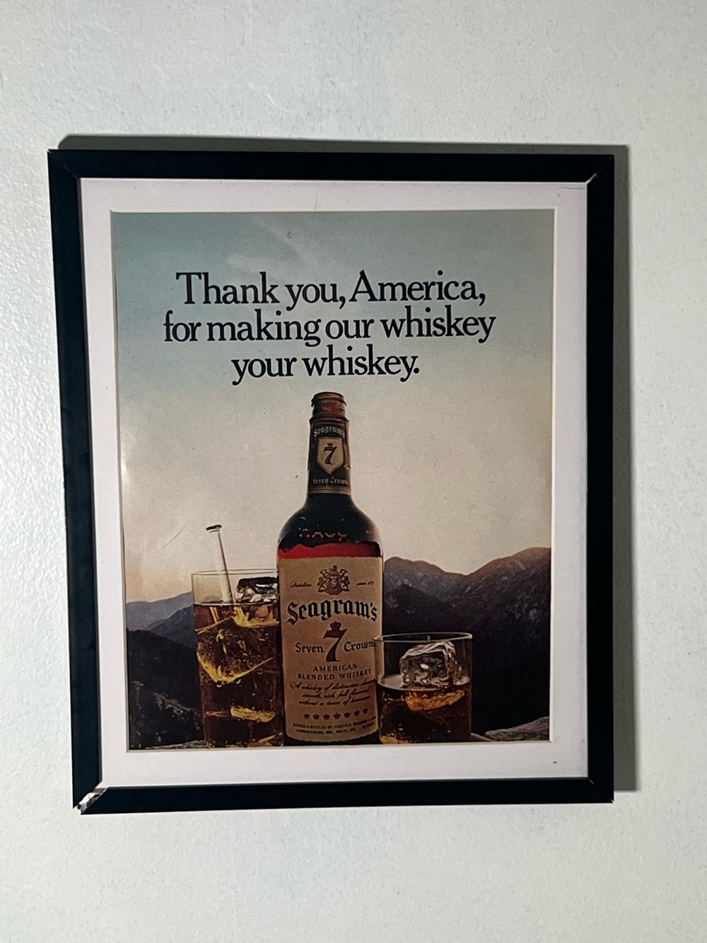 Seagram’s 7 Whiskey Alcohol Advertisement Framed Art Ad Home Decor